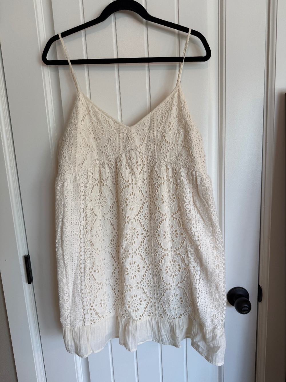 American Eagle Cream Eyelet Embroidered Mini Dress Large Cottagecore 100% Cotton